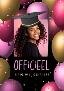 Geslaagd kaart humor officieel een wijsneus met eigen foto
