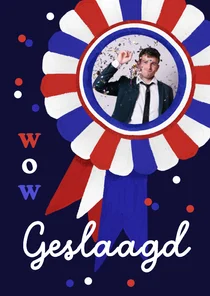 Geslaagd kaart lintje confetti wow foto rood wit blauw