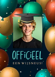 Geslaagd kaart met eigen foto humor officieel een wijsneus 
