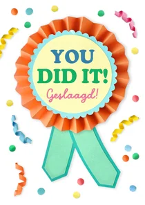 Geslaagd kaart rozet you did it