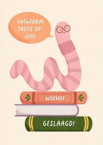 Geslaagd kaart school illustratie boekenworm
