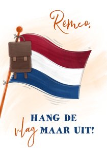  Geslaagd kaart tas aan vlag hang de vlag maar uit