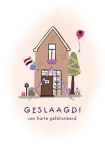 Geslaagd kaart versierde woning