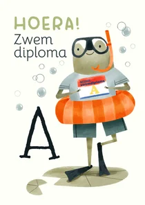 Geslaagd kaart zwemdiploma A grappige kikker