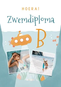 Geslaagd kaart zwemdiploma met onderzeeer
