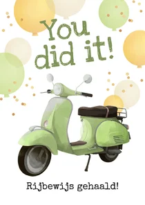 Geslaagd scooterrijbewijs bromfiets ballonnen you did it