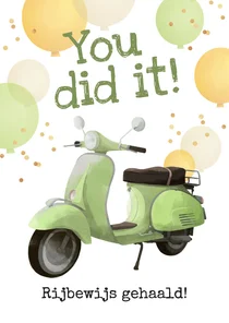 Geslaagd scooterrijbewijs bromfiets ballonnen you did it