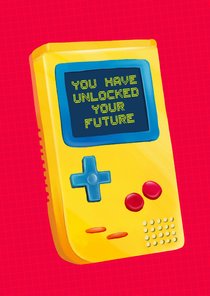 Geslaagdkaart met gameboy 