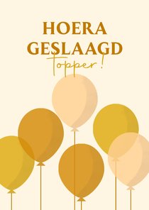 Geslaagdkaart met gele ballonnen