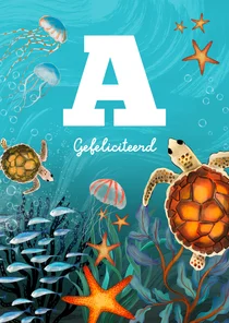 Geslaagdkaart voor zwemdiploma A met zeedieren