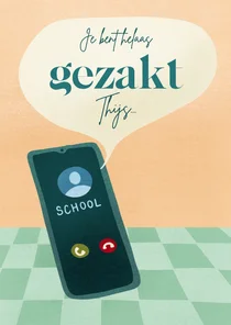 Gezakt kaart met telefoon om iemand op te vrolijken