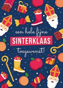 Gezellige Sinterklaas kaart met illustraties van sint 