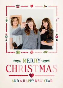 Gezellige zakelijke kerstkaart met foto en gekleurde letters