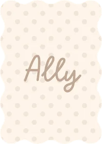 Golvend geboortekaartje polka dot beige