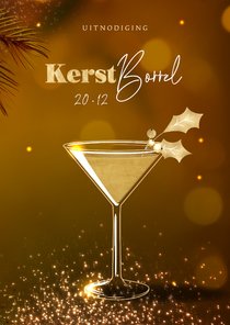 Goudlook kerstborrel uitnodiging kerstcocktail hulsttakje