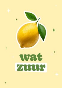 Grappig gezakt kaartje zuur met citroen