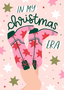 Grappig kerstkaartje cowboylaarzen in my christmas era ster