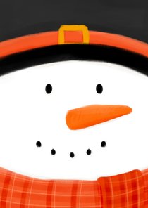 Grappig kerstkaartje illustratie gezicht sneeuwpop closeup