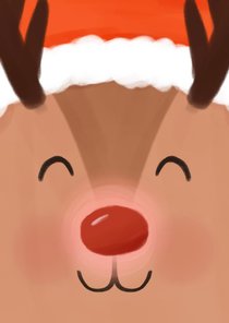 Grappig kerstkaartje illustratie rendier closeup