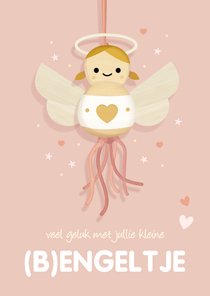 Grappige felicitatiekaart geboorte (b)engeltje meisje