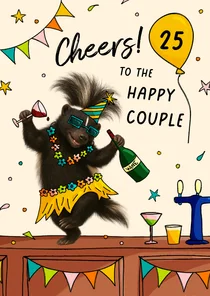 Grappige felicitatiekaart jubileum 'Drunk as a Skunk'