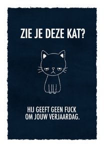 Grappige felicitatiekaart met leuke tekst en kat