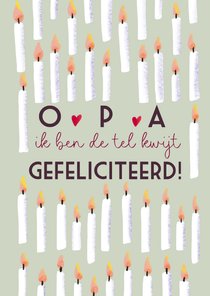 Grappige felicitatiekaart voor opa met kaarsjes