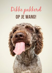 Grappige hondenkaart dikke pakkerd op je wang
