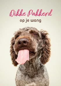 Grappige hondenkaart dikke pakkerd op je wang