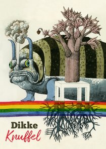 Grappige kaart van een draak met een regenboog