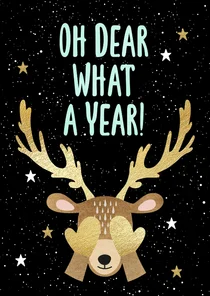 Grappige kerstkaart hert Oh my dear