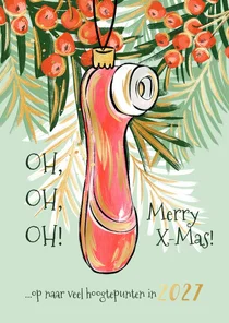 Grappige kerstkaart 'hoogtepunten' kersttak satisfyer goud