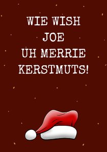 Grappige kerstkaart met kerstmuts en rendier