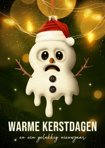 Grappige kerstkaart sneeuwpop Warm Wishes