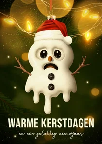 Grappige kerstkaart sneeuwpop Warm Wishes