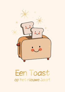 Grappige nieuwjaarskaart een toast op het nieuwe jaar 