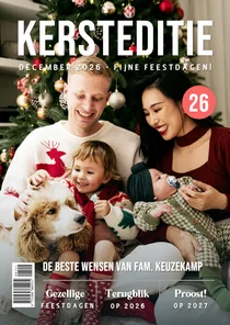 Grappige persoonlijke kerstkaart in tijdschrift stijl