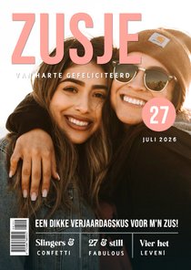 Grappige tijdschrift cover verjaardagskaart voor een zus