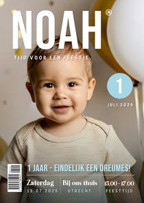 Grappige tijdschrift kaart uitnodiging eerste verjaardag 