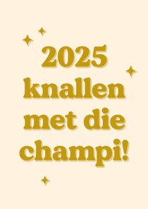 Grappige typografische nieuwjaarskaart champi knallen