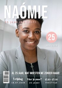 Grappige uitnodigingskaart tijdschrift -jubileum medewerker 