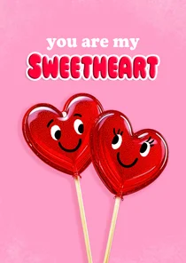 Grappige valentijnskaart 2 hartvormige lolly's Sweetheart!