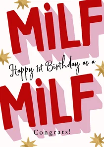 Grappige verjaardagskaart '1st birthday as a MILF' ster goud