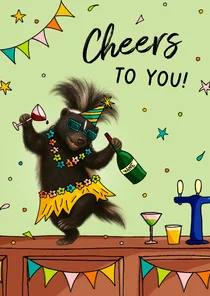 Grappige verjaardagskaart 'Drunk as a skunk'