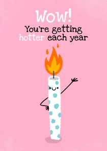 Grappige verjaardagskaart met brandend kaarsje!