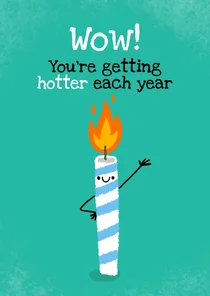 Grappige verjaardagskaart met brandende kaars!