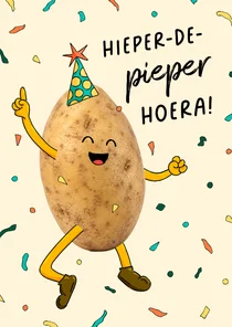Grappige verjaardagskaart met dansende aardappel