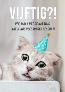 Grappige verjaardagskaart met foto van kat - huh, zo oud?!