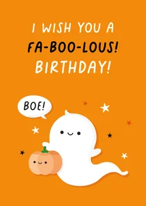 Grappige verjaardagskaart met spookje voor een kind