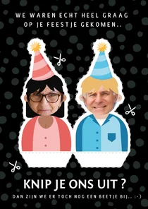 Grappige verjaardagskaart met uitknipvisite met eigen foto's